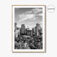 Calgary Skyline Black and White Fine Art Photo Print, City Bow River Alberta Poster