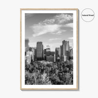 Calgary Skyline Black and White Fine Art Photo Print, City Bow River Alberta Poster