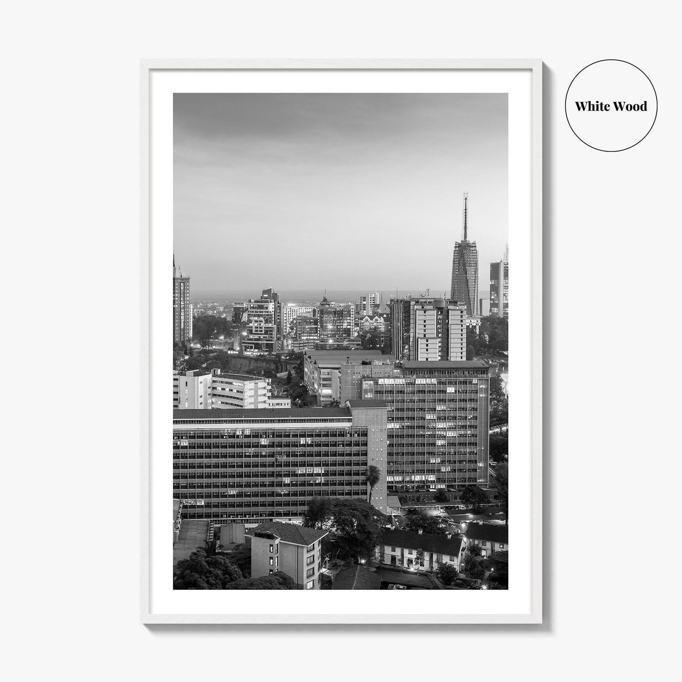 Nairobi Skyline Black and White Fine Art Photo Print, Kenya Poster, East Africa Poster