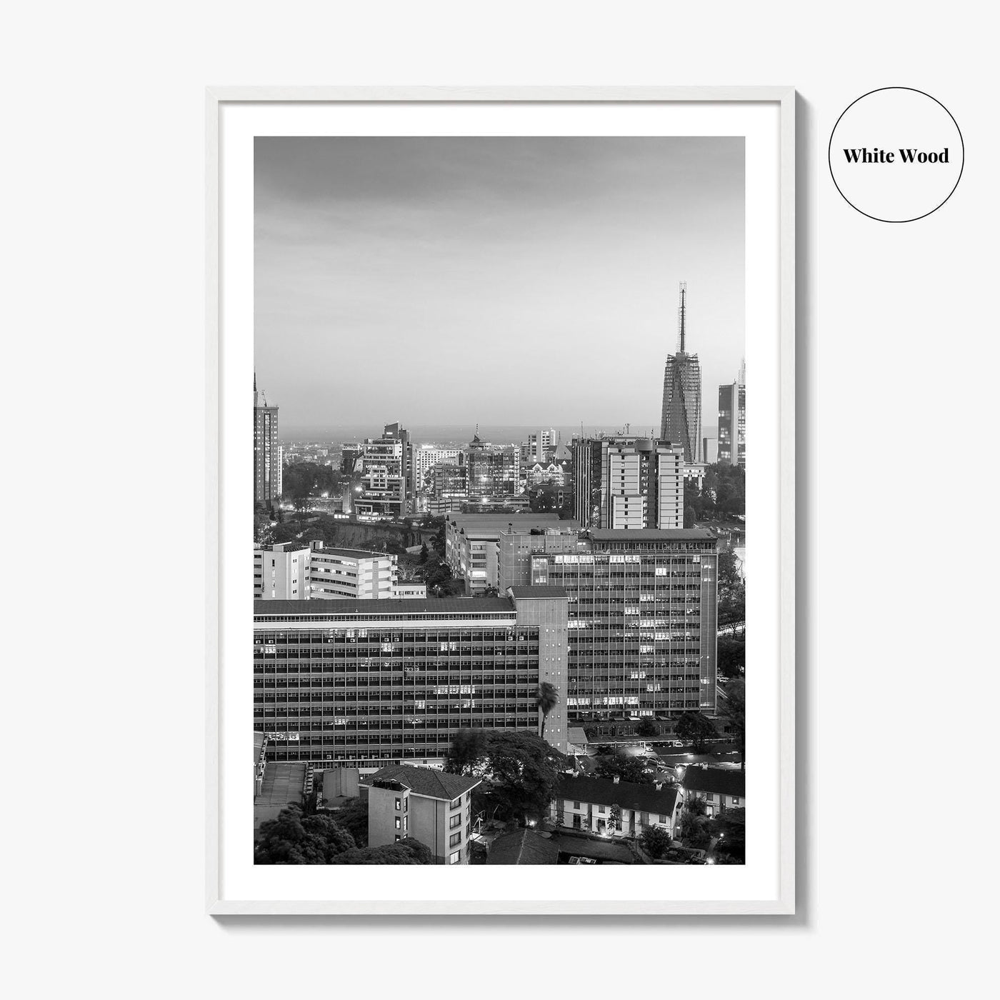 Nairobi Skyline Black and White Fine Art Photo Print, Kenya Poster, East Africa Poster