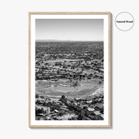 Mesa Black and White Fine Art Photo Print, Arizona USA, Aerial Golf Course, Phoenix