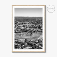 Mesa Black and White Fine Art Photo Print, Arizona USA, Aerial Golf Course, Phoenix