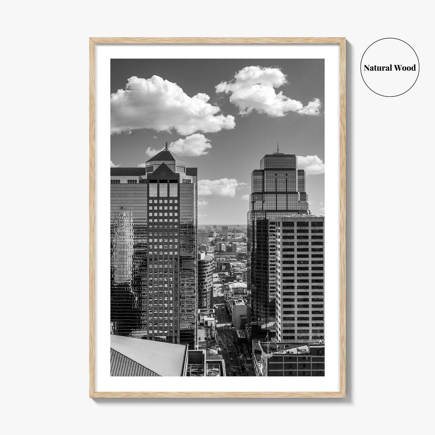 Kansas City Skyline Black and White Fine Art Photo Print, Downtown, Missouri, KC, USA