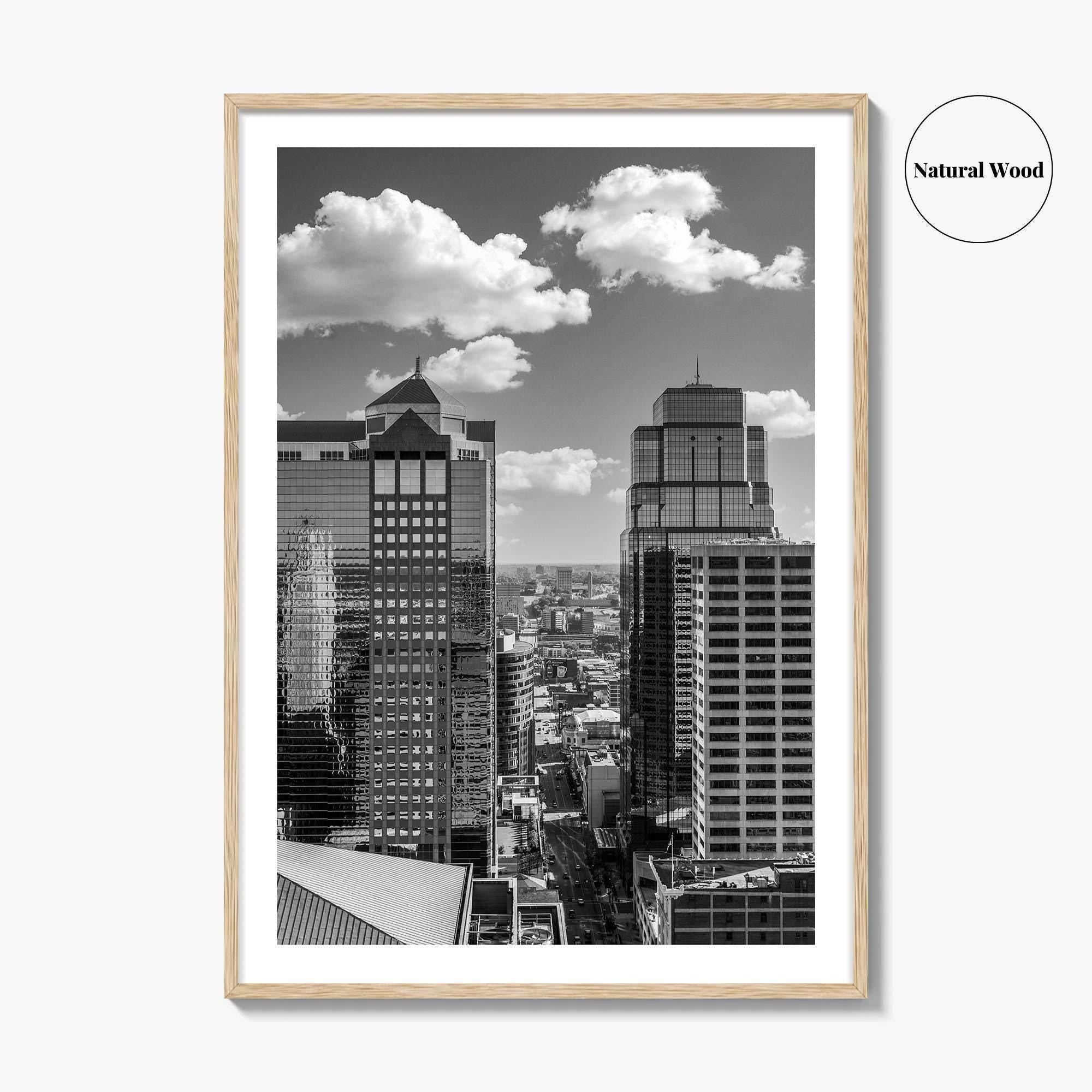 Kansas City Skyline Black and White Fine Art Photo Print, Downtown, Missouri, KC, USA