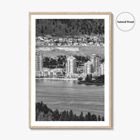 Kelowna Skyline Black and White Fine Art Photo Print, Okanagan Lake, British Columbia Poster