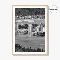 Kelowna Skyline Black and White Fine Art Photo Print, Okanagan Lake, British Columbia Poster