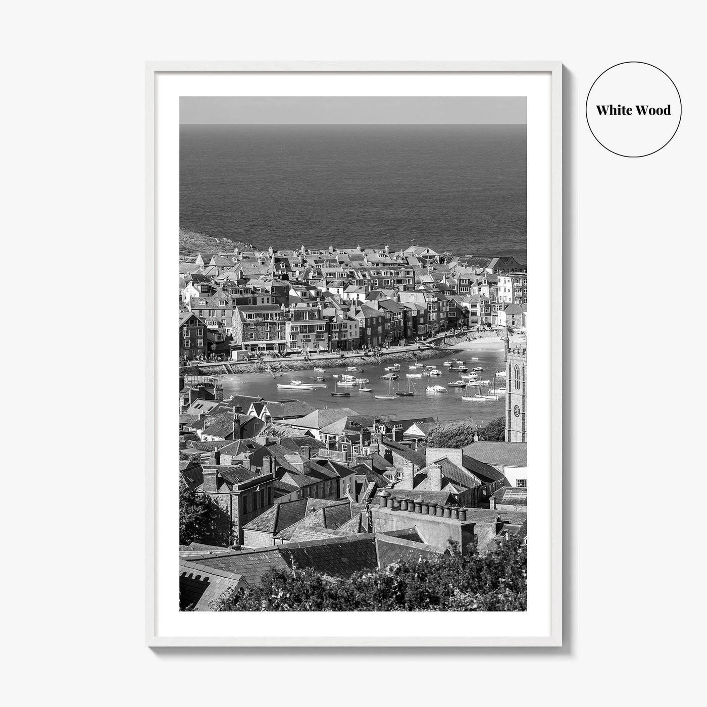 St Ives Black and White Fine Art Photo Print, Cornwall England Poster, Harbour
