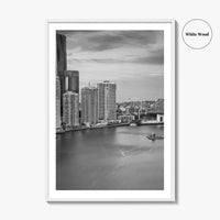 Brisbane Skyline Black and White Fine Art Photo Print, Wall Poster, Queensland Australia