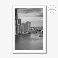 Brisbane Skyline Black and White Fine Art Photo Print, Wall Poster, Queensland Australia