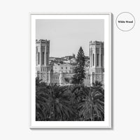 Cagliari Skyline Black and White Fine Art Photo Print, Sardinia Civic Palace Italy Poster