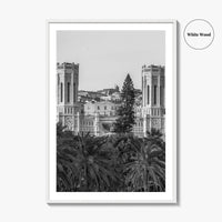 Cagliari Skyline Black and White Fine Art Photo Print, Sardinia Civic Palace Italy Poster