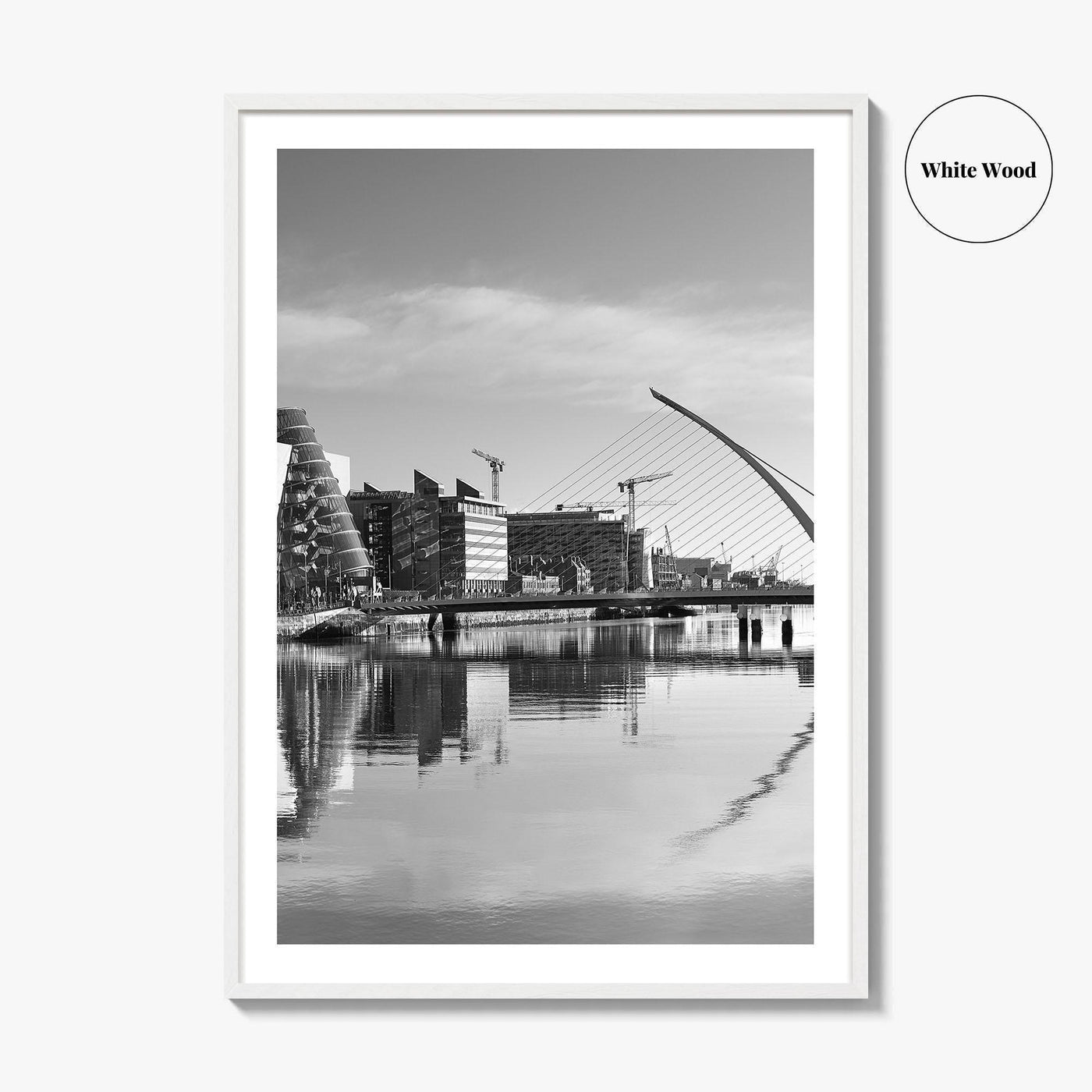 Dublin Black and White Fine Art Photo Print, River Liffey, Samuel Beckett Bridge, Ireland