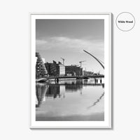 Dublin Black and White Fine Art Photo Print, River Liffey, Samuel Beckett Bridge, Ireland