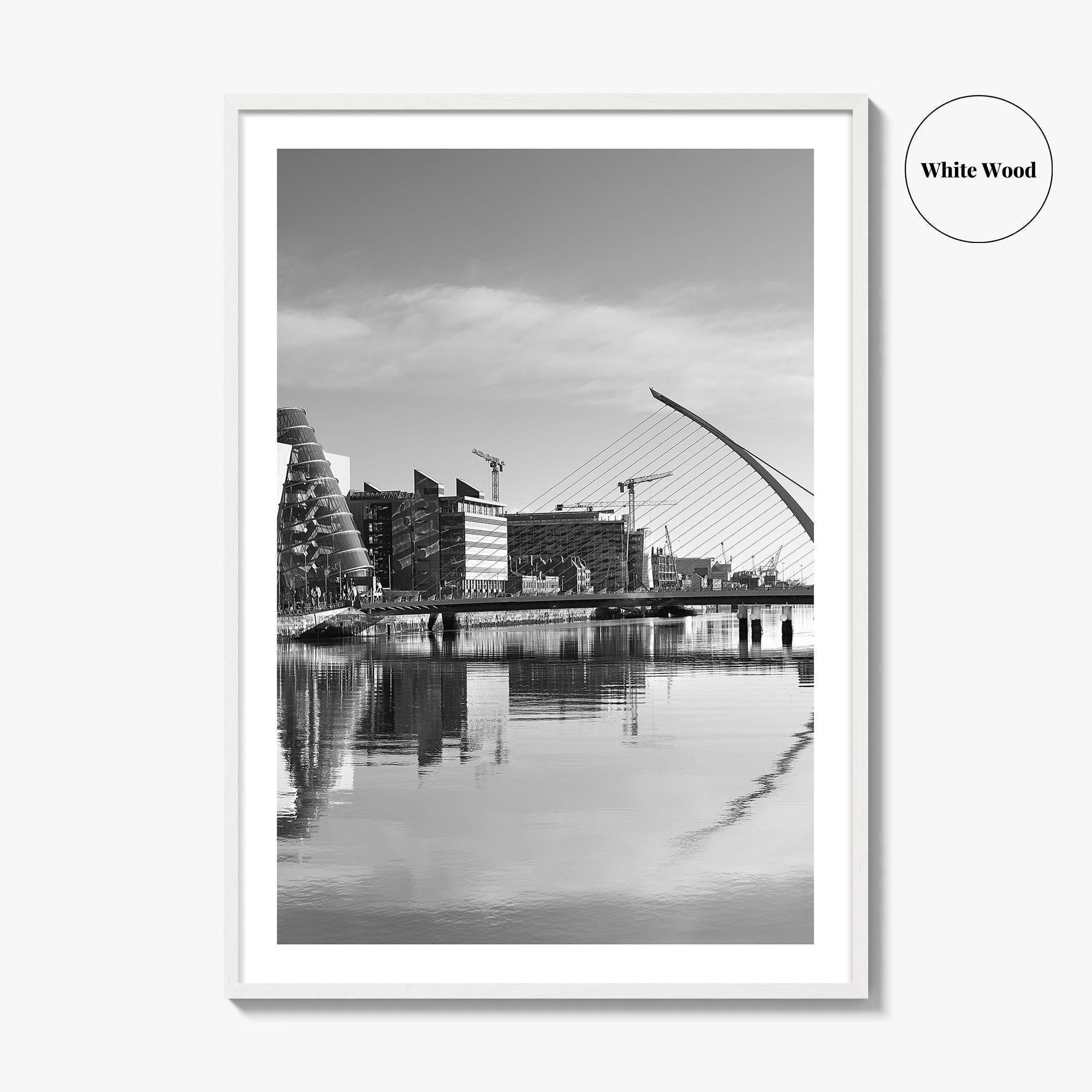 Dublin Black and White Fine Art Photo Print, River Liffey, Samuel Beckett Bridge, Ireland