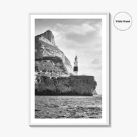 Gibraltar Black and White Fine Art Photo Print, Europa Point Lighthouse, Mediterranean Coast, Poster