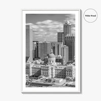 Indianapolis Skyline Black and White Fine Art Photo Print, Indiana State House Poster
