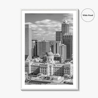 Indianapolis Skyline Black and White Fine Art Photo Print, Indiana State House Poster
