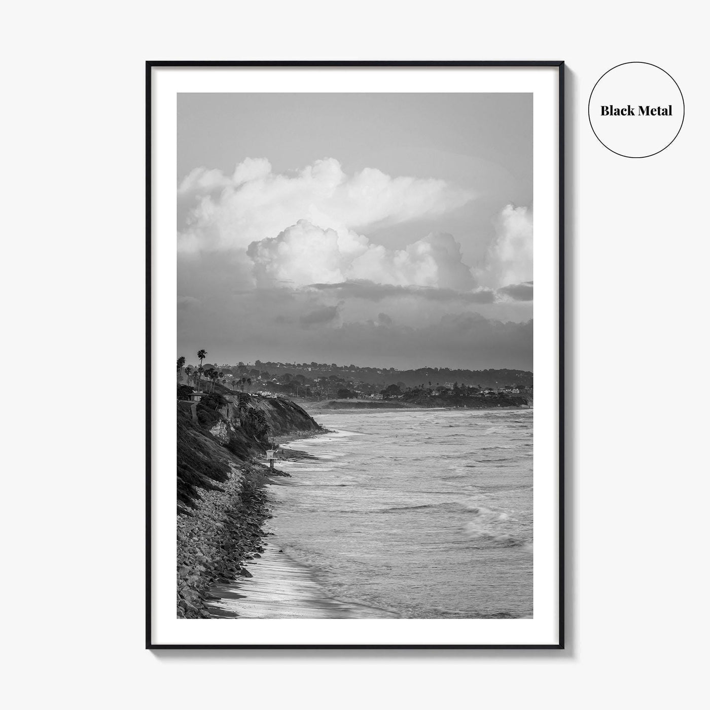 Encinitas Black and White Fine Art Photo Print, San Elijo Campground California Poster