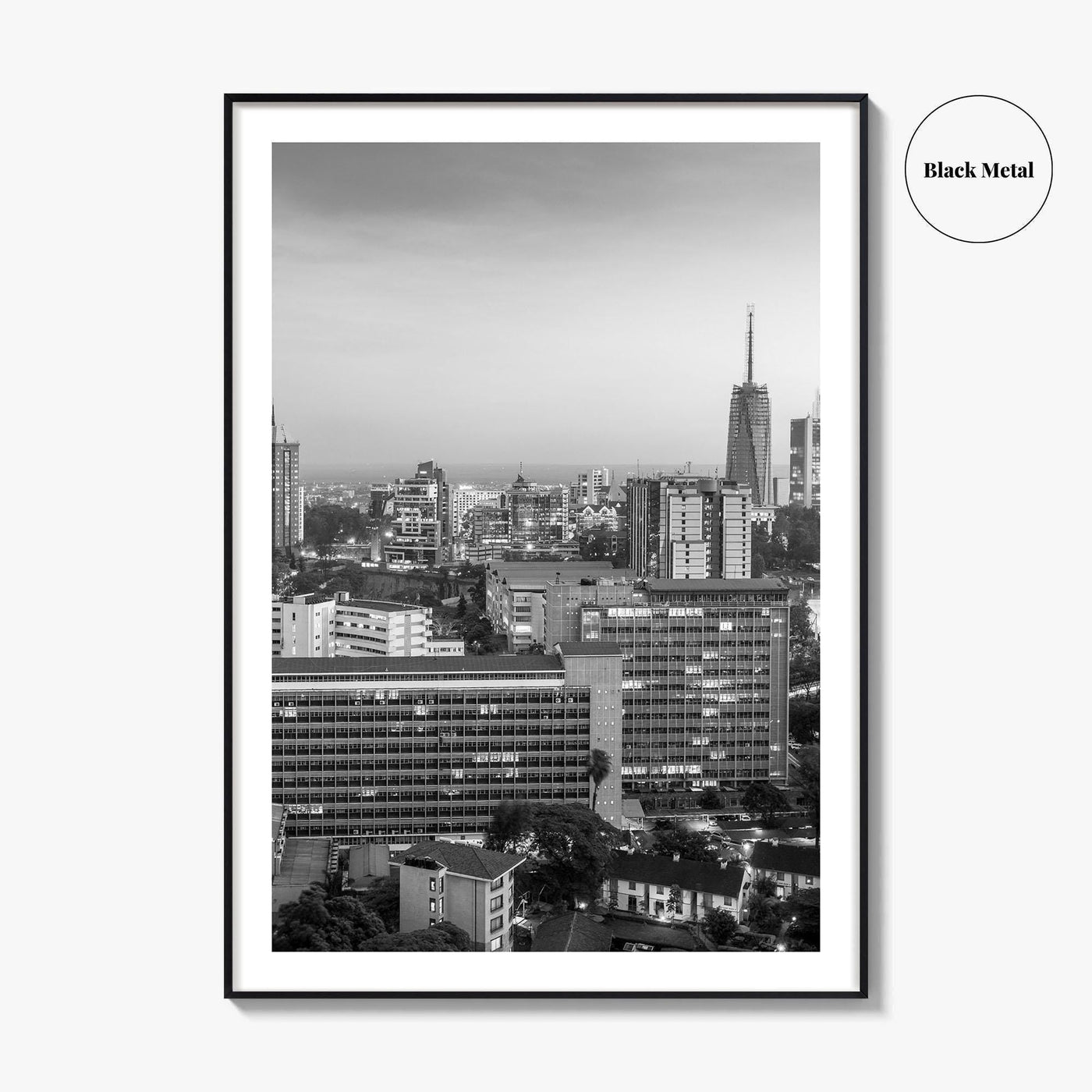 Nairobi Skyline Black and White Fine Art Photo Print, Kenya Poster, East Africa Poster