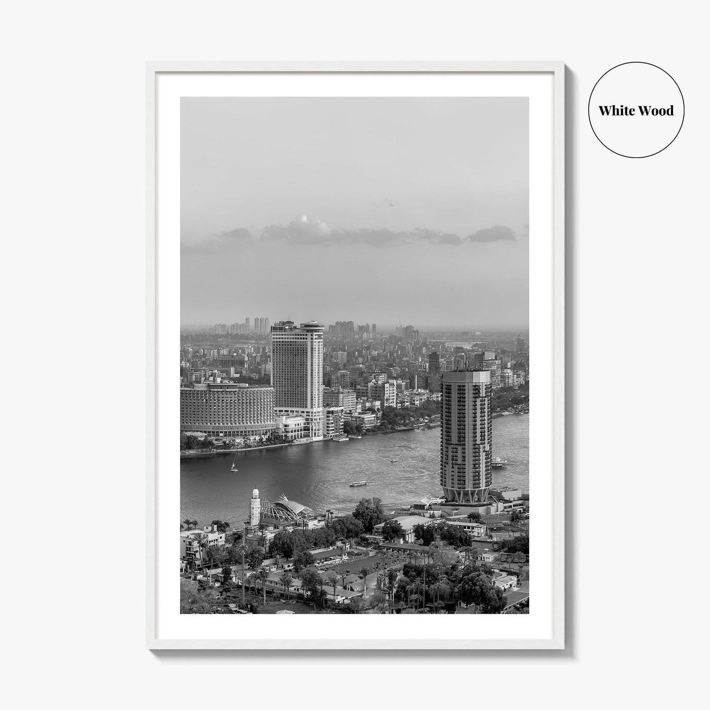 Cairo Black and White Fine Art Photo Print, Nile River, Egypt Wall Art