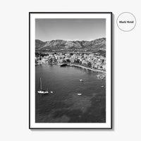 Cavtat Black and White Fine Art Photo Print, Old Town, Dubrovnik, Croatia Wall Poster