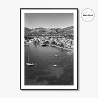 Cavtat Black and White Fine Art Photo Print, Old Town, Dubrovnik, Croatia Wall Poster