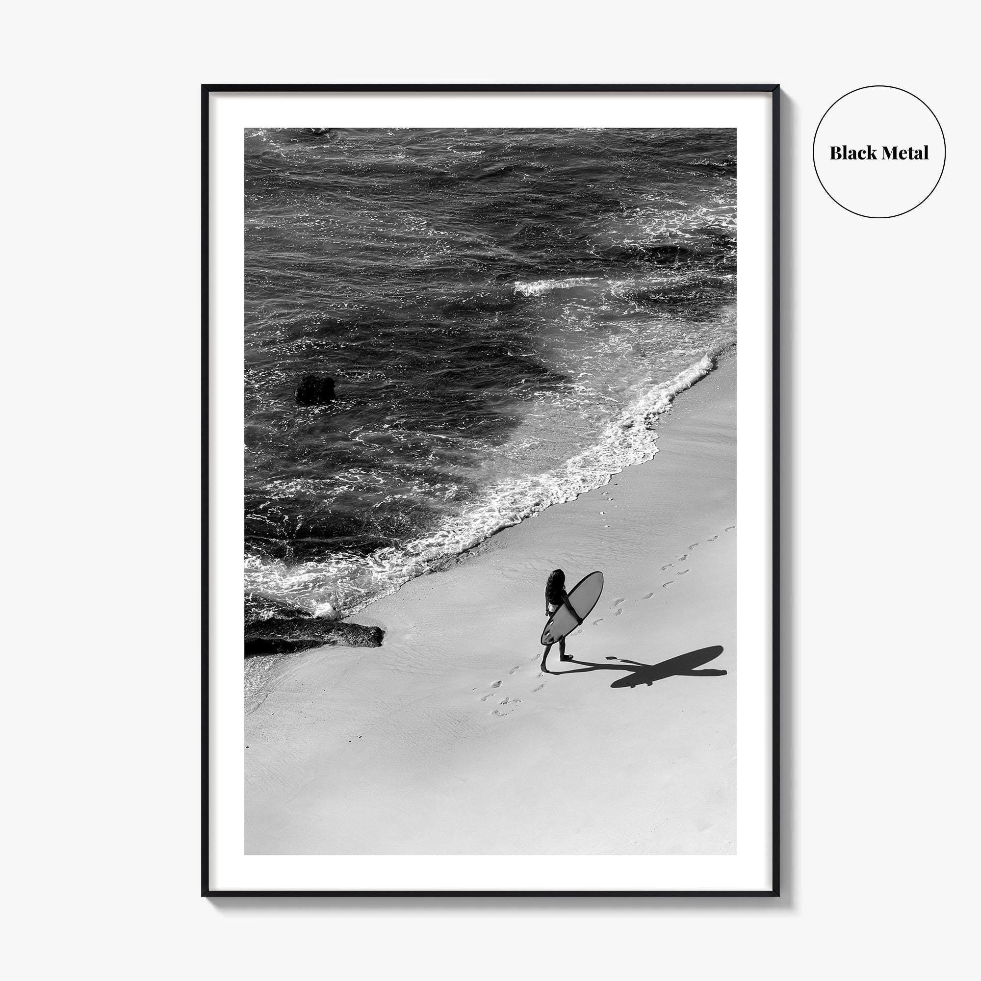 Bali Black and White Fine Art Photo Print, Indonesia Surf Beach Wall Decor Poster