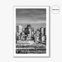 Edmonton Skyline Black and White Fine Art Photo Print, Alberta Canada Wall Decor Poster