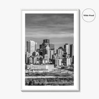 Edmonton Skyline Black and White Fine Art Photo Print, Alberta Canada Wall Decor Poster