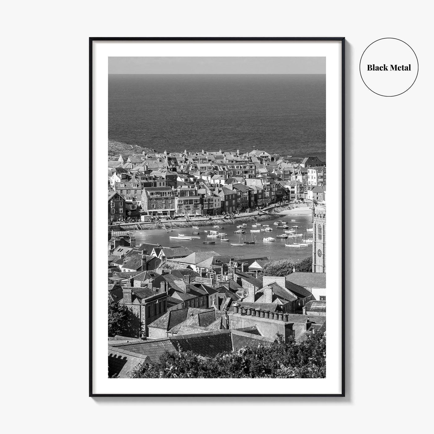 St Ives Black and White Fine Art Photo Print, Cornwall England Poster, Harbour