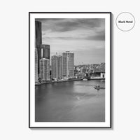 Brisbane Skyline Black and White Fine Art Photo Print, Wall Poster, Queensland Australia