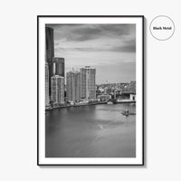 Brisbane Skyline Black and White Fine Art Photo Print, Wall Poster, Queensland Australia