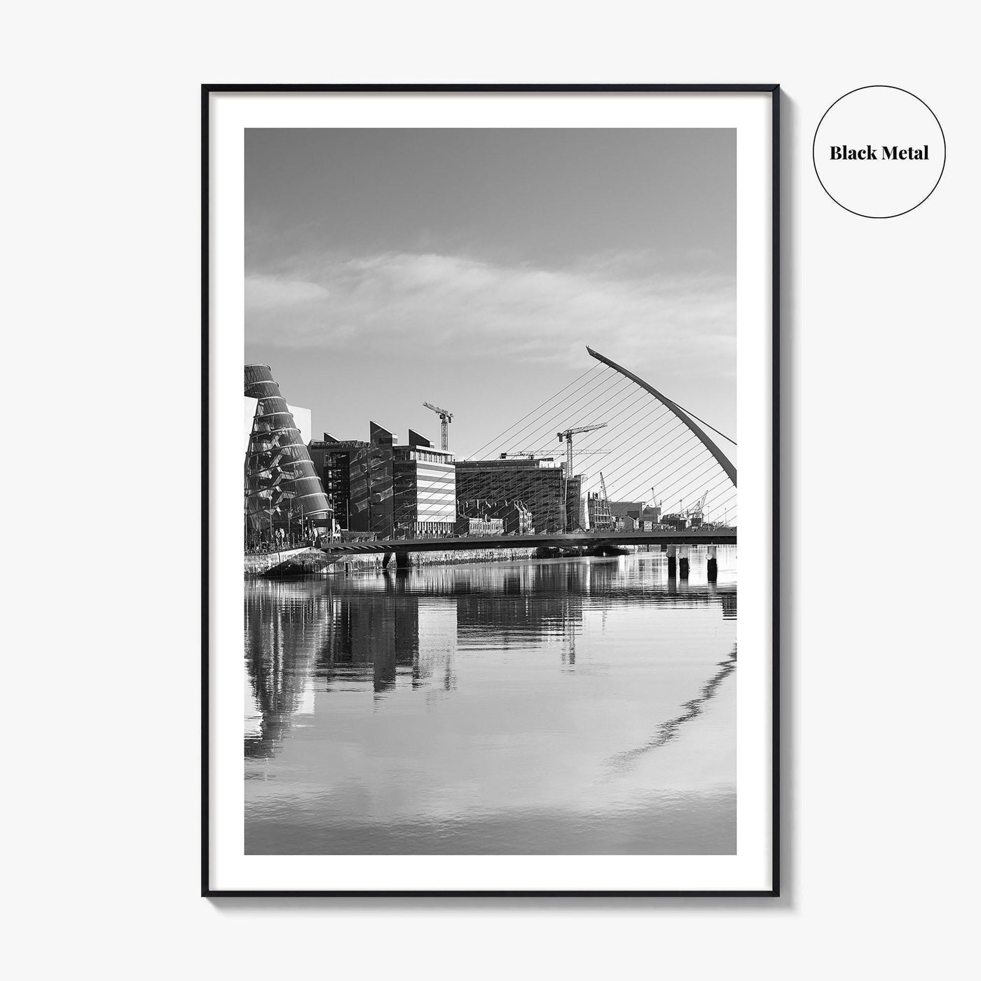 Dublin Black and White Fine Art Photo Print, River Liffey, Samuel Beckett Bridge, Ireland
