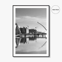 Dublin Black and White Fine Art Photo Print, River Liffey, Samuel Beckett Bridge, Ireland