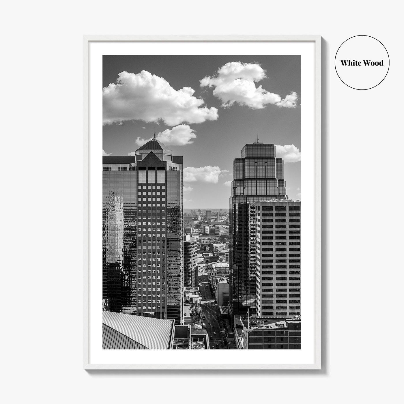 Kansas City Skyline Black and White Fine Art Photo Print, Downtown, Missouri, KC, USA