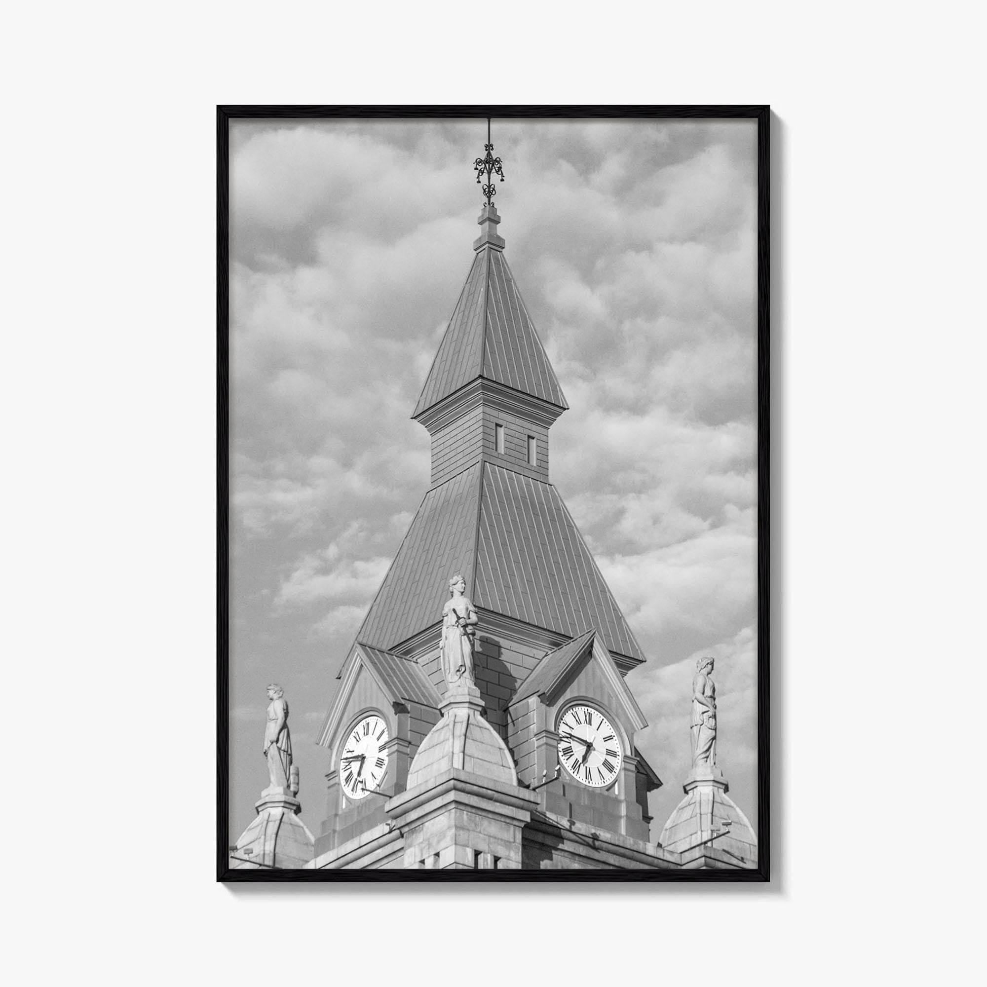Buffalo Black and White Fine Art Photo Print, Clock Tower, New York, USA Poster