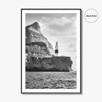 Gibraltar Black and White Fine Art Photo Print, Europa Point Lighthouse, Mediterranean Coast, Poster