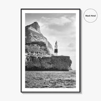 Gibraltar Black and White Fine Art Photo Print, Europa Point Lighthouse, Mediterranean Coast, Poster