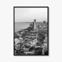 Guayaquil Skyline Black and White Fine Art Photo Print, Guayas River, Ecuador Wall Poster