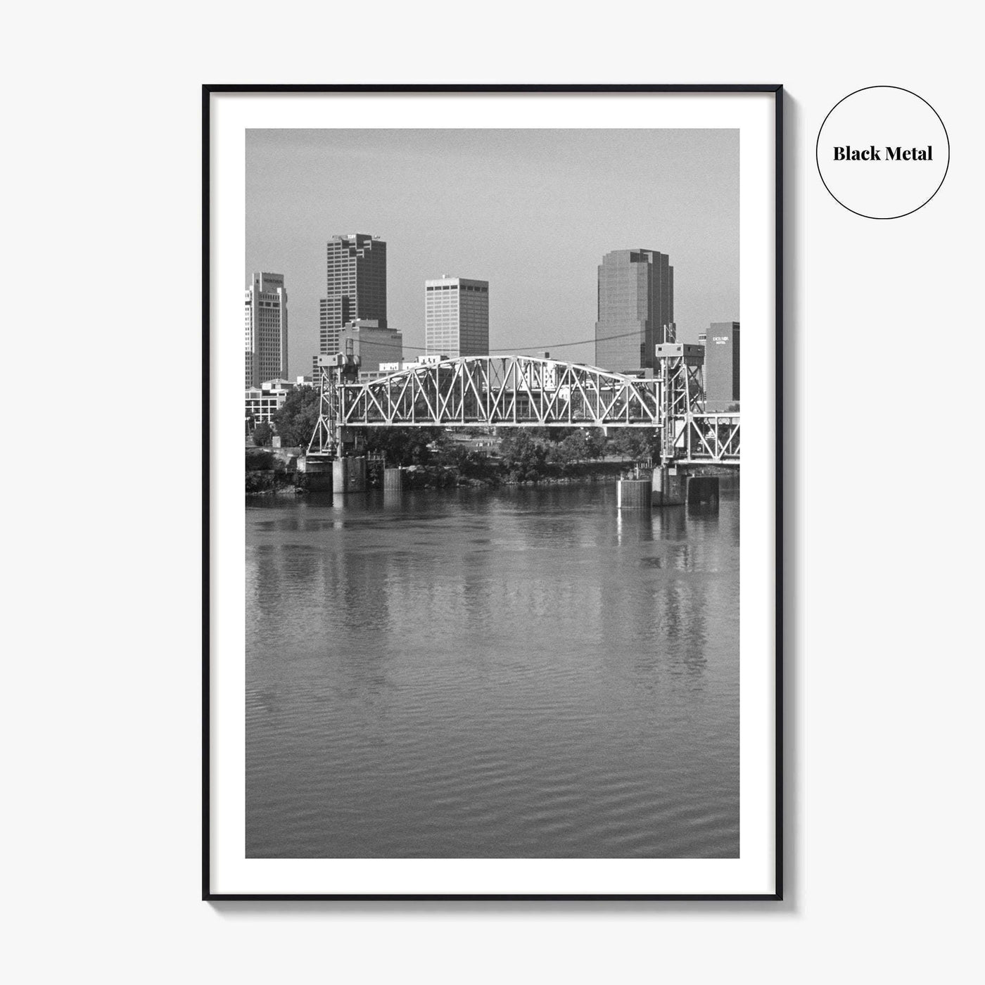 Little Rock Black and White Fine Art Photo Print, Arkansas River Bridge, AR, USA