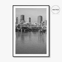 Little Rock Black and White Fine Art Photo Print, Arkansas River Bridge, AR, USA