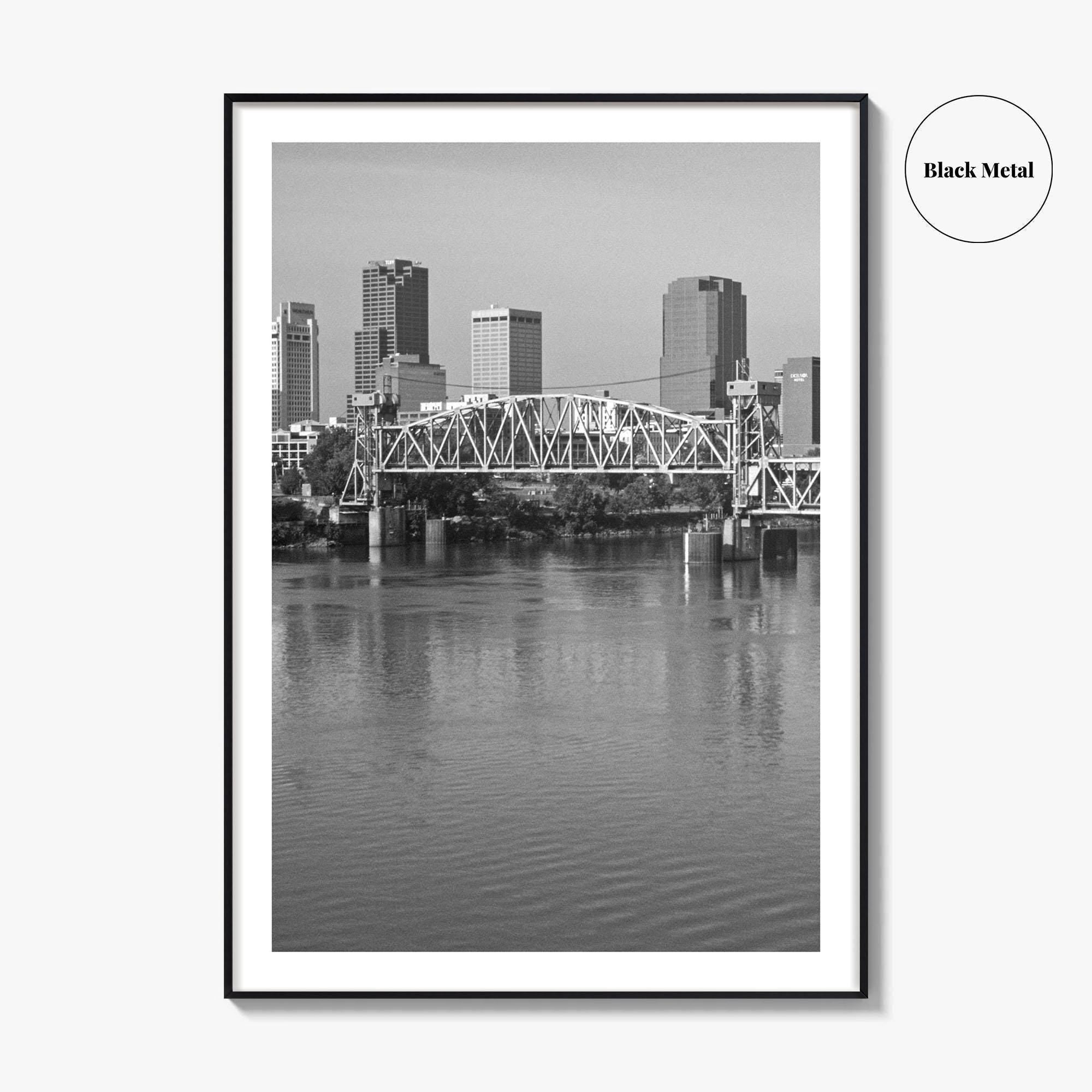 Little Rock Black and White Fine Art Photo Print, Arkansas River Bridge, AR, USA