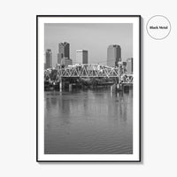 Little Rock Black and White Fine Art Photo Print, Arkansas River Bridge, AR, USA