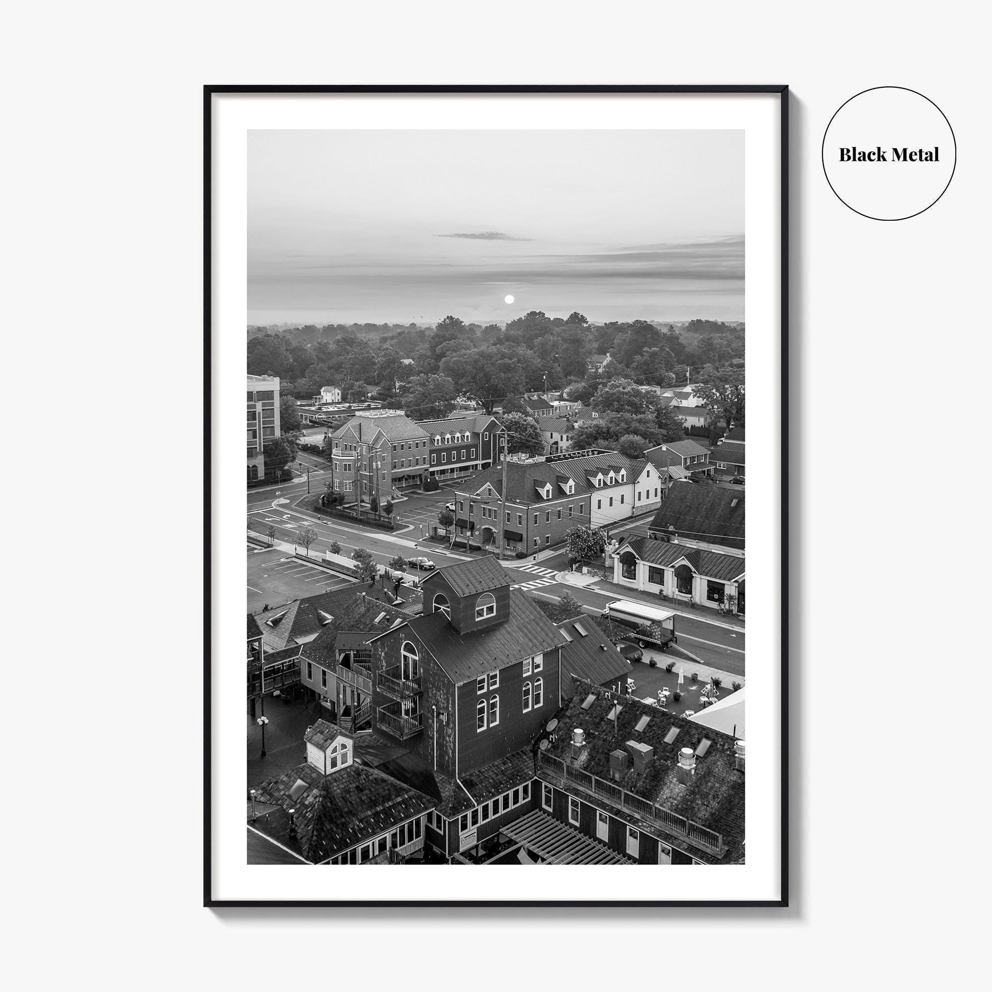 Leesburg Black and White Fine Art Photo Print, Market Station Aerial, Loudoun County Virginia