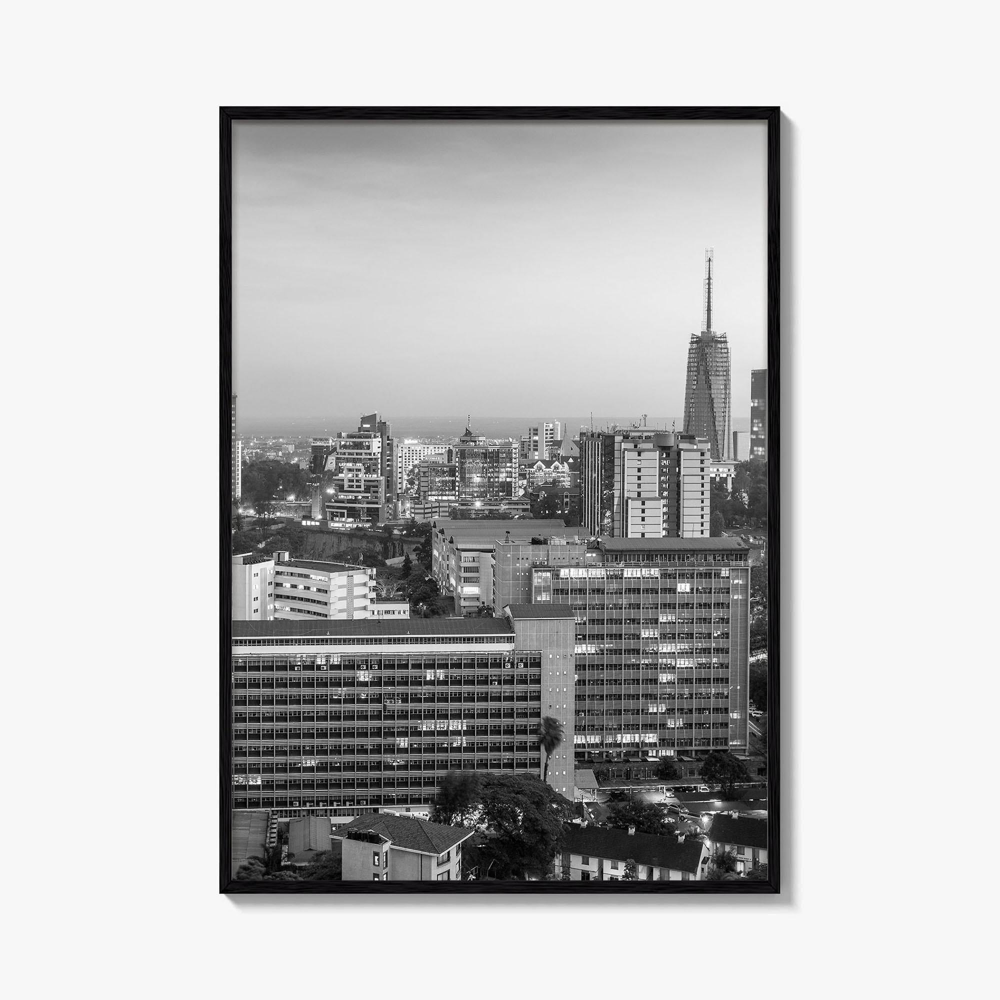 Nairobi Skyline Black and White Fine Art Photo Print, Kenya Poster, East Africa Poster