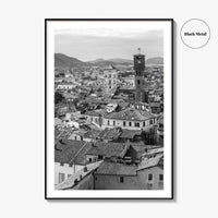 Lucca Black and White Fine Art Photo Print, Tuscany Italy Guinigi Tower View Poster