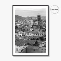 Lucca Black and White Fine Art Photo Print, Tuscany Italy Guinigi Tower View Poster