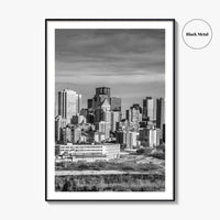 Edmonton Skyline Black and White Fine Art Photo Print, Alberta Canada Wall Decor Poster