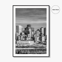 Edmonton Skyline Black and White Fine Art Photo Print, Alberta Canada Wall Decor Poster