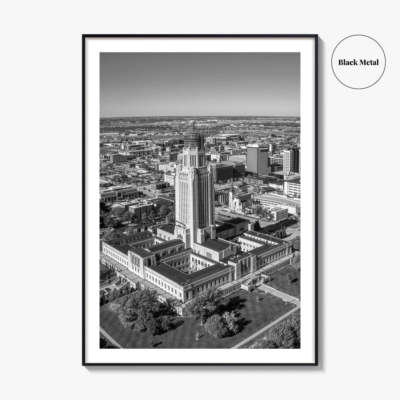 Lincoln Black and White Fine Art Photo Print, Nebraska USA Poster